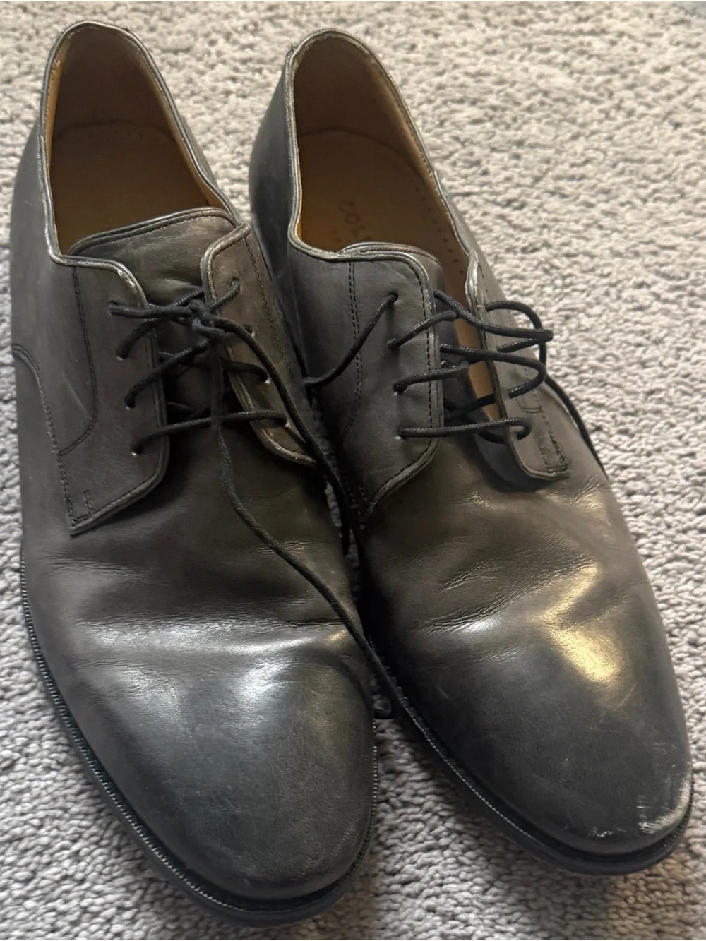 Cole Haan Black Leather Derby Lace-Up Shoes